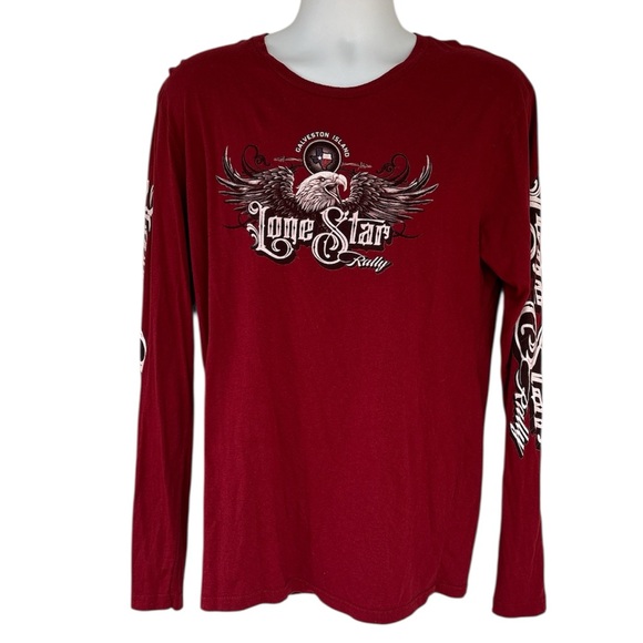 Lone Star Rally 2017 Galveston Texas Island Red Long Sleeve Graphic T-Shirt - Picture 1 of 7